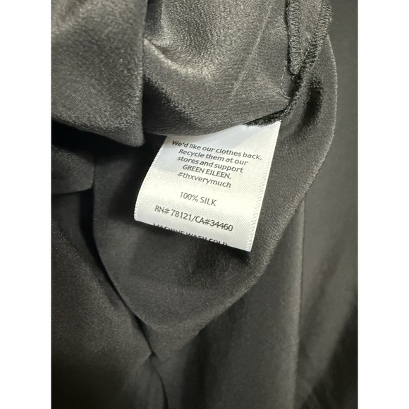 Eileen Fisher Shirt Womens XS Black gray 100% Silk V Neck Long Sleeve Blouse Top - Picture 5 of 5